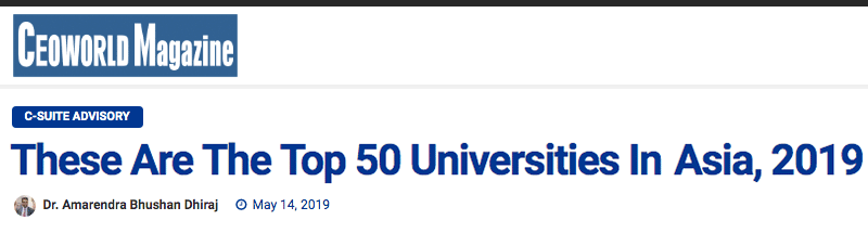These Are The Top 50 Universities In Asia, 2019