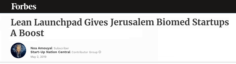 Forbes header - Lean Launchpad Gives Jerusalem Biomed Startups A Boost