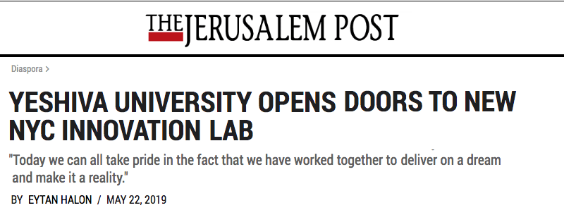 Yeshiva University opens doors to new NYC Innovation Lab