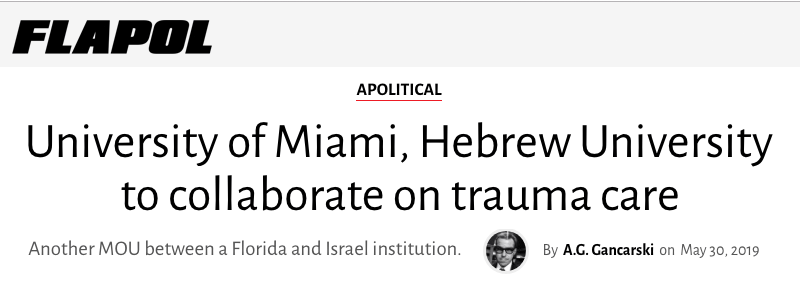 FLAPOL header - University of Miami, Hebrew University to collaborate on trauma care