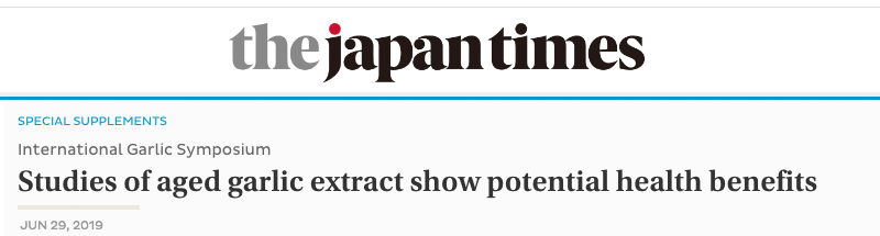 The Japan Times header - Studies of aged garlic extract show potential health benefits