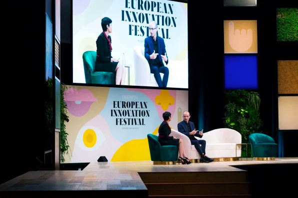 Yuval Harari speaks with Fast Company editor in chief Stephanie Mehta at the Fast Company European Innovation Festival