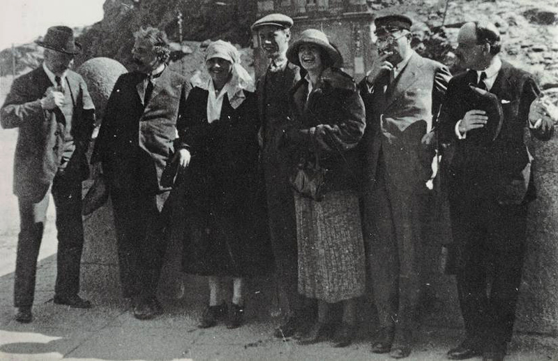 Einstein (second from left) with Karen's grandparents, Lina (in white kerchief next to Einstein) and Julius (in the cap, next to Lina).