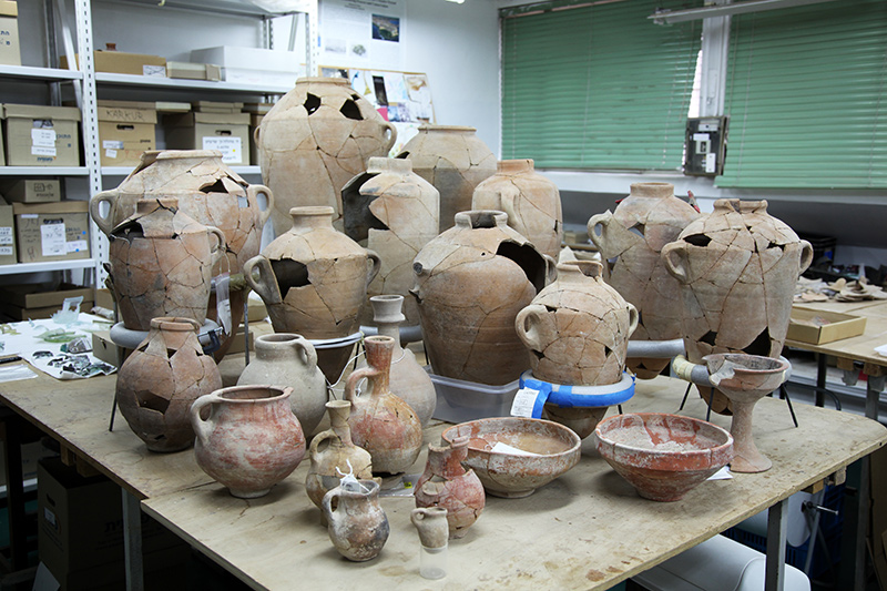 Collection of jugs found at the archaological dig.