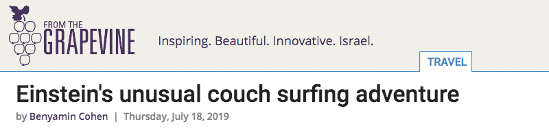From the Grapevine header - Einstein's unusual couch surfing adventure