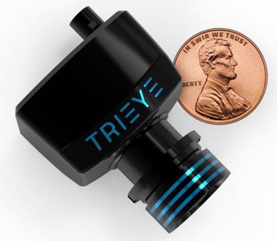 The TriEye SWIR camera is not much bigger than a coin.