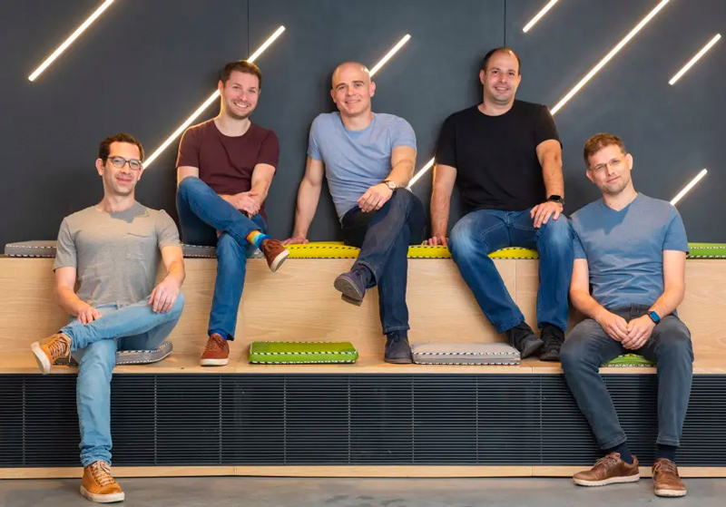 From Left) Lightricks co-founders Itai Tsiddon, Yaron Inger, Zeev Farbman, Amit Goldstein and Nir Pochter.