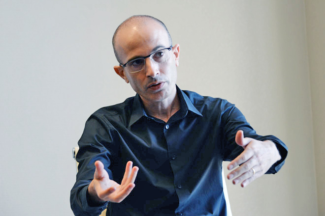 Israeli historian Yuval Noah Harari speaks during an interview in Tel Aviv.