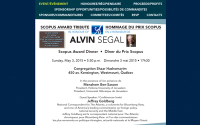 MONTREAL - Scopus Award Tribute in honour of Alvin Segal - May 3, 2015