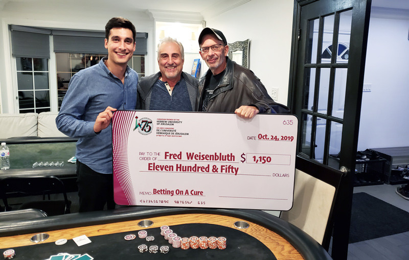 1st Place winner of Betting on a Cure Texas Hold’em Poker Tournament, Fred Weizenbluth