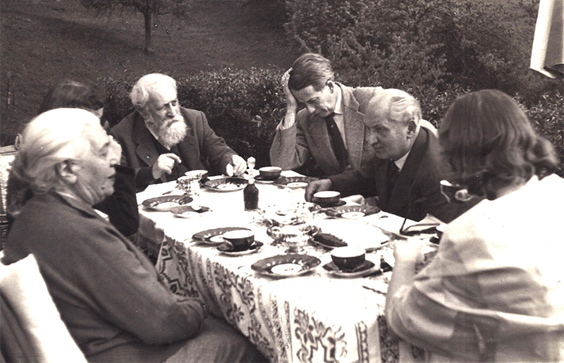 Martin Buber in the company of Martin Heidegger (second from right), 1957.