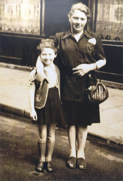 Child Holocaust survivor Irene Shahar and her mother in France, in 1946.