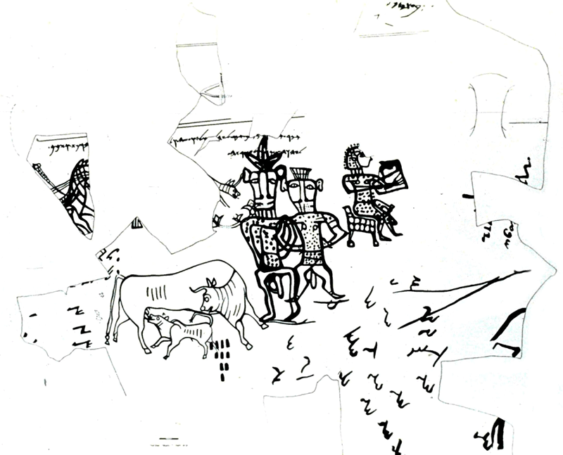 Drawing from Kuntillet Ajrud, an Israelite outpost in Southern Negev, 8th century B.C.E.