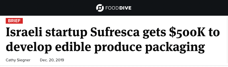 Israeli startup Sufresca gets $500K to develop edible produce packaging