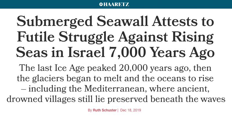 Submerged Seawall Attests to Futile Struggle Against Rising Seas in Israel 7,000 Years Ago - The last Ice Age peaked 20,000 years ago, then the glaciers began to melt and the oceans to rise – including the Mediterranean, where ancient, drowned villages still lie preserved beneath the waves