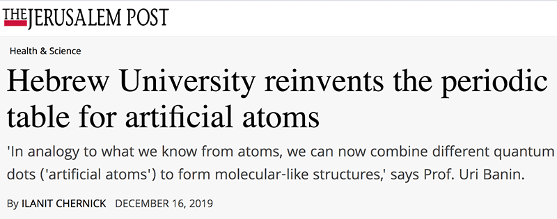 Hebrew University reinvents the periodic table for artiial atoms 0- 'In analogy to what we know from atoms, we can now combine different quantum dots ('artificial atoms') to form molecular-like structures,' says Prof. Uri Banin.