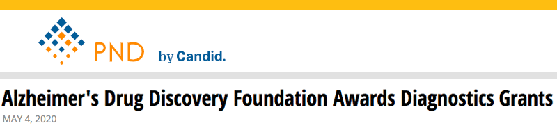 PND header - Alzheimer's Drug Discovery Foundation Awards Diagnostics Grants