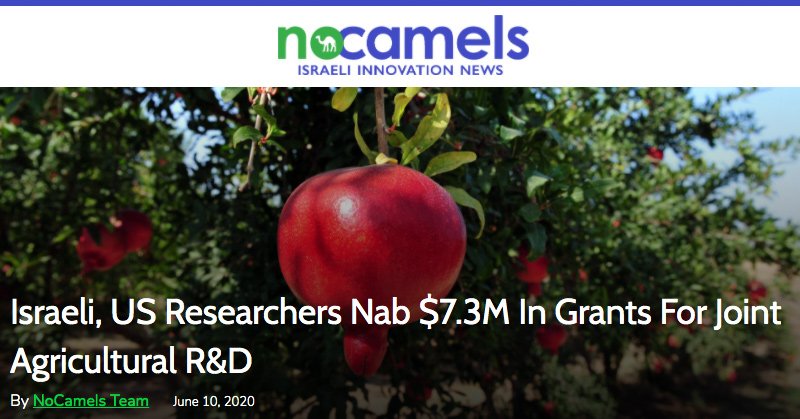 No Camels header - Israeli, US Researchers Nab $7.3M In Grants For Joint Agricultural R&D