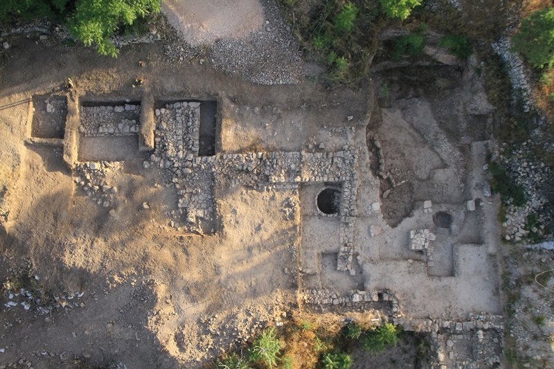 Aerial photo of the temple at Motza at the end of the 2013 excavation.
