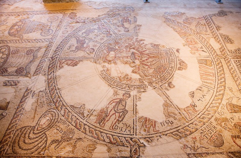 Zodiac- a mosaic on the floor of the ancient synagogue in Ancient Tzipori. Tzipori - also known by its Greek name Sepphoris - is the site of a rich and diverse historical and architectural legacy that includes Assyrian, Hellenistic, Judean, Babylonian, Roman, Byzantine, Islamic, Crusader, Arabic and Ottoman remains.