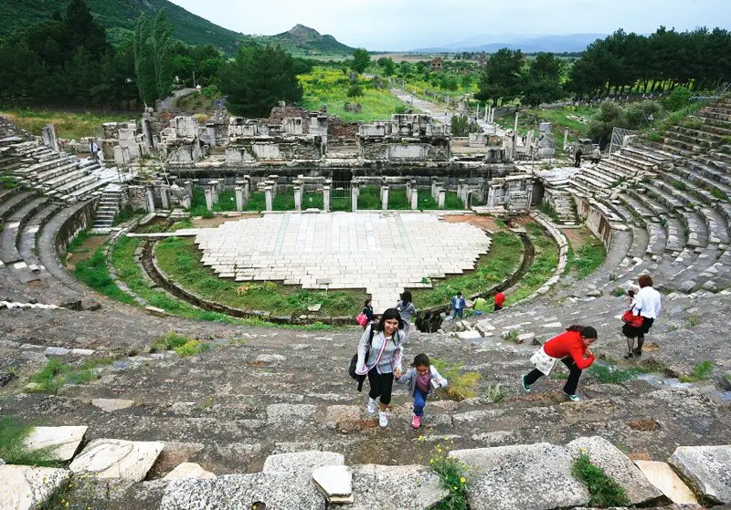 Byzantine amphitheatre at the archaeological ruins of the Ionian city of Ephesus, Western Turkey.