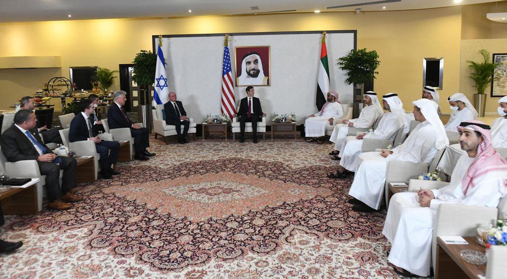 American, Emirati and Israelis officials meet in Abu Dhabi.