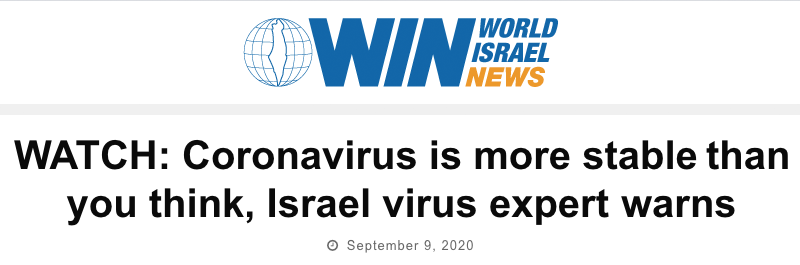 World Israel News header - WATCH: Coronavirus is more stable than you think, Israel virus expert warns