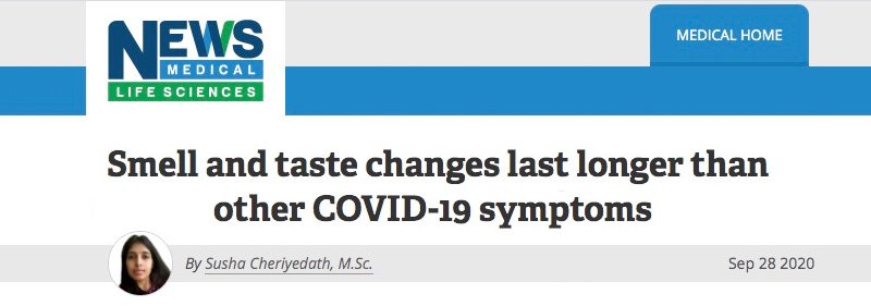 News Medical Life Sciences header - Smell and taste changes last longer than other COVID-19 symptoms