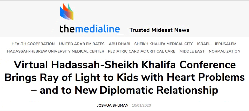 The Media Line header - Virtual Hadassah-Sheikh Khalifa Conference Brings Ray of Light to Kids with Heart Problems – and to New Diplomatic Relationship
