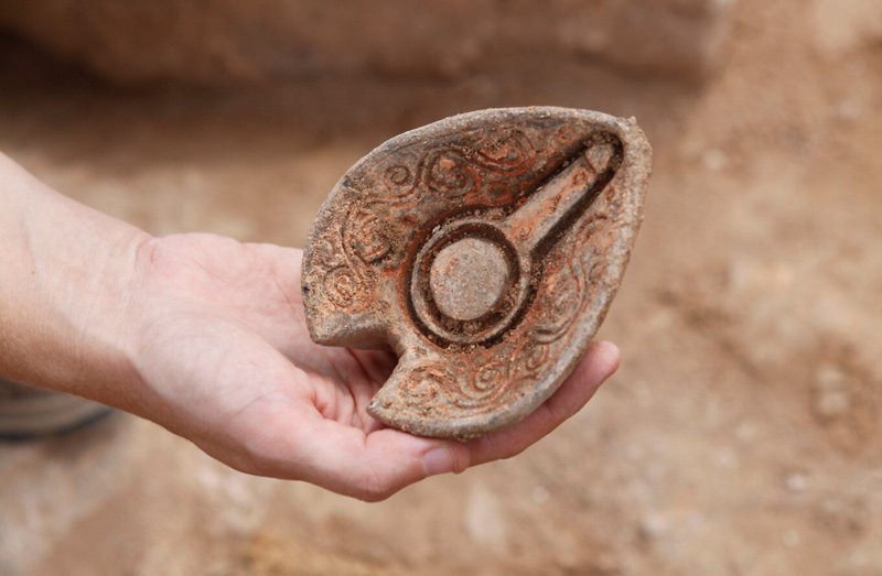 One of the oil lamp molds from the Islamic period (mid-7th-11th century) uncovered in the summer 2020 excavation of ancient Tiberias.