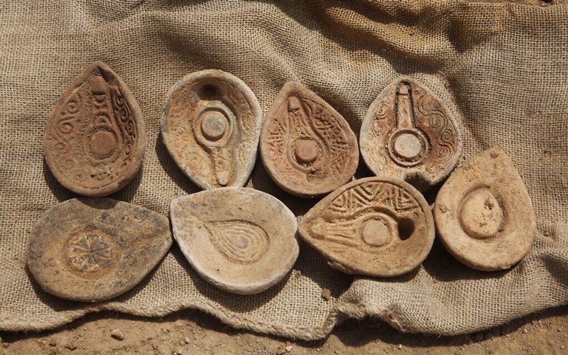 oil lamp molds from the Islamic period (mid-7th-11th century) uncovered in the summer 2020 excavation of ancient Tiberias