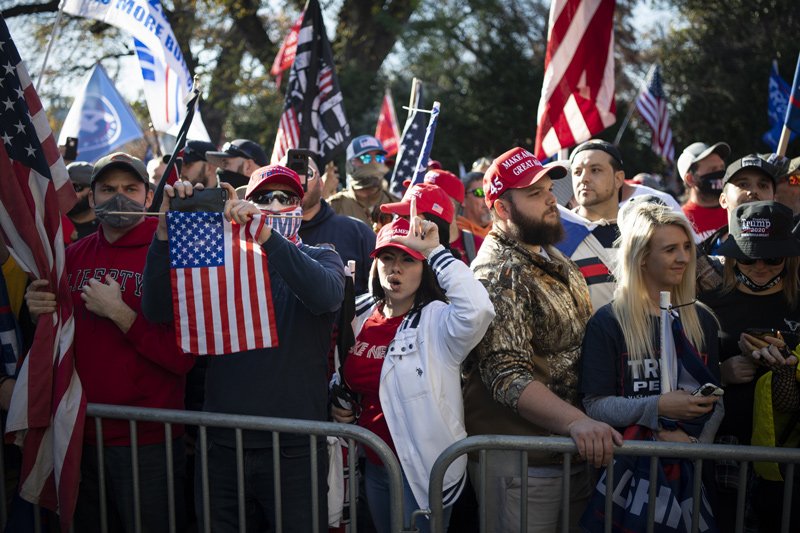 Trump supporters face off against counterprotesters at the Million MAGA March in Washington on Nov. 14, 2020.