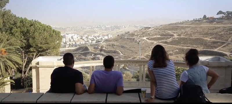 Students at Hebrew U amphitheatre