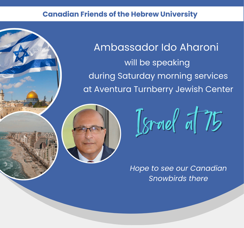 Ambassador Ido Aharoni speaks in Florida: "Israel at 75"