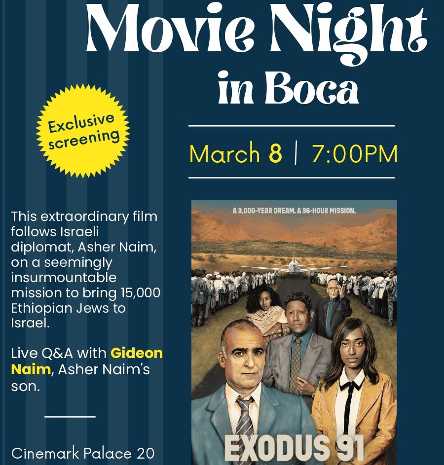 Movie Night in Boca: "Exodus 91 - The untold story of Operation Solomon"