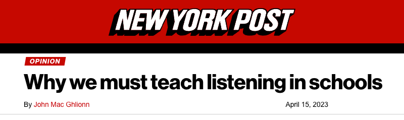 New York Post header - Why we must teach listening in schools
