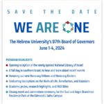SAVE THE DATE: WE ARE ONE - The Hebrew University's 87th Board of Governors