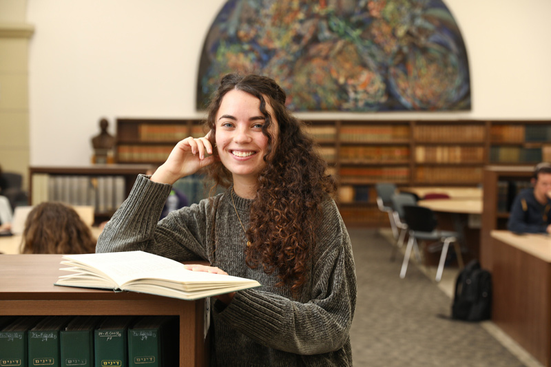 Girl in library at Hebrew U