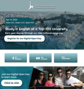 Hebrew University Digital Open Day - International Degree Programs