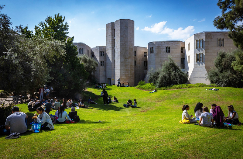 Students seen at the campus of Mount Scopus at Hebrew University on the first day of the opening of the university year.